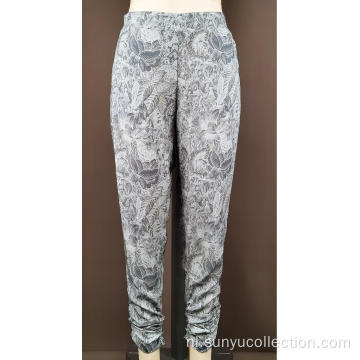 Ladie&#39;s Viscose Geweven Gedrukte Pant